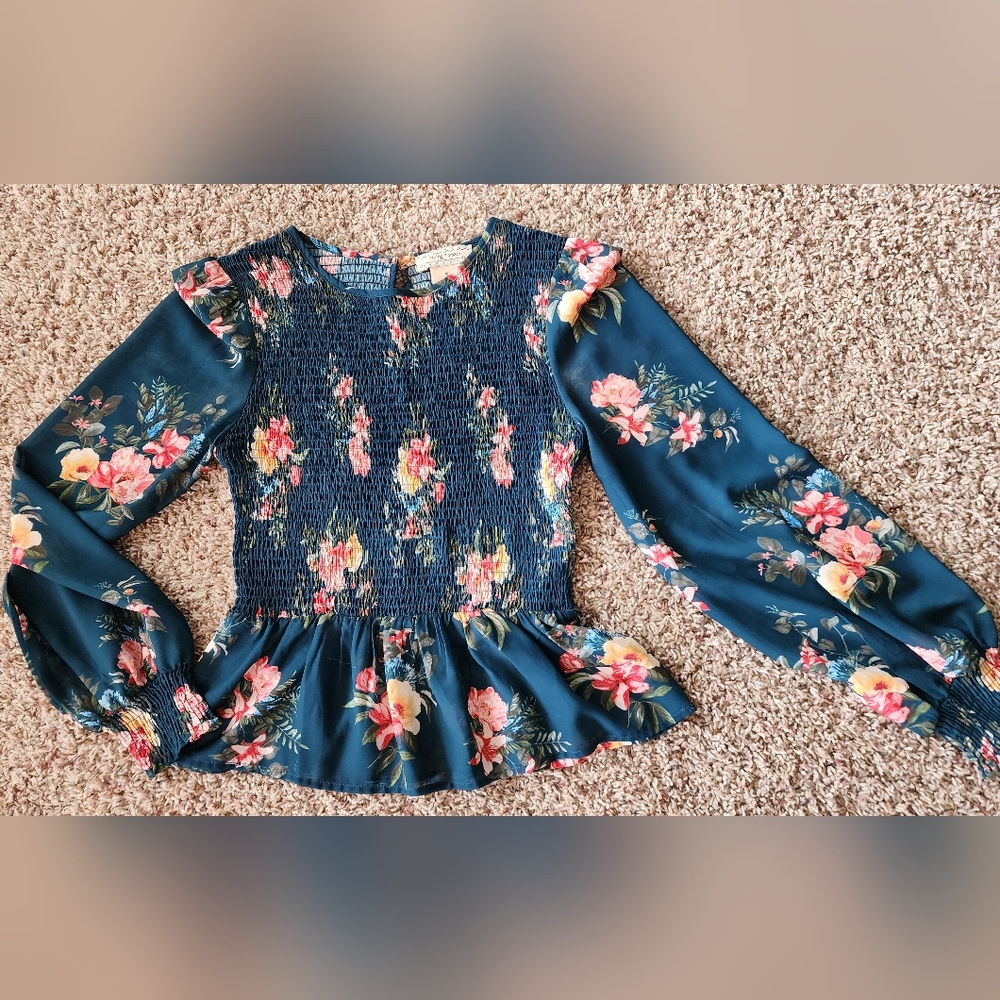 Flying Tomato Smocked Peplum Top